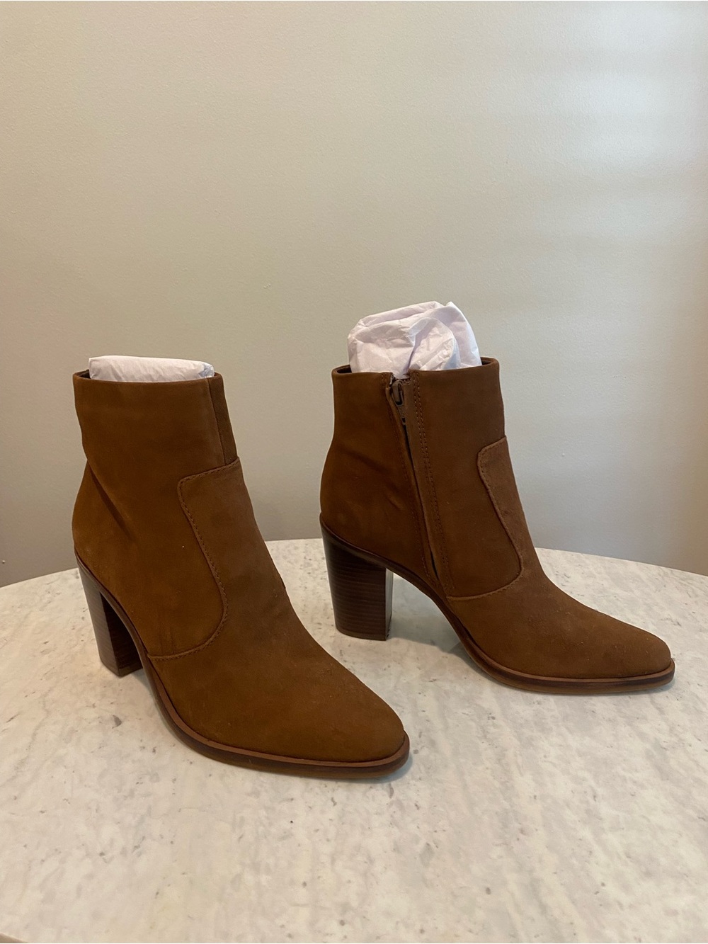 Gianni Bini Tovvy Suede Stacked Heel Ankle Boots. New without box. Size 8M